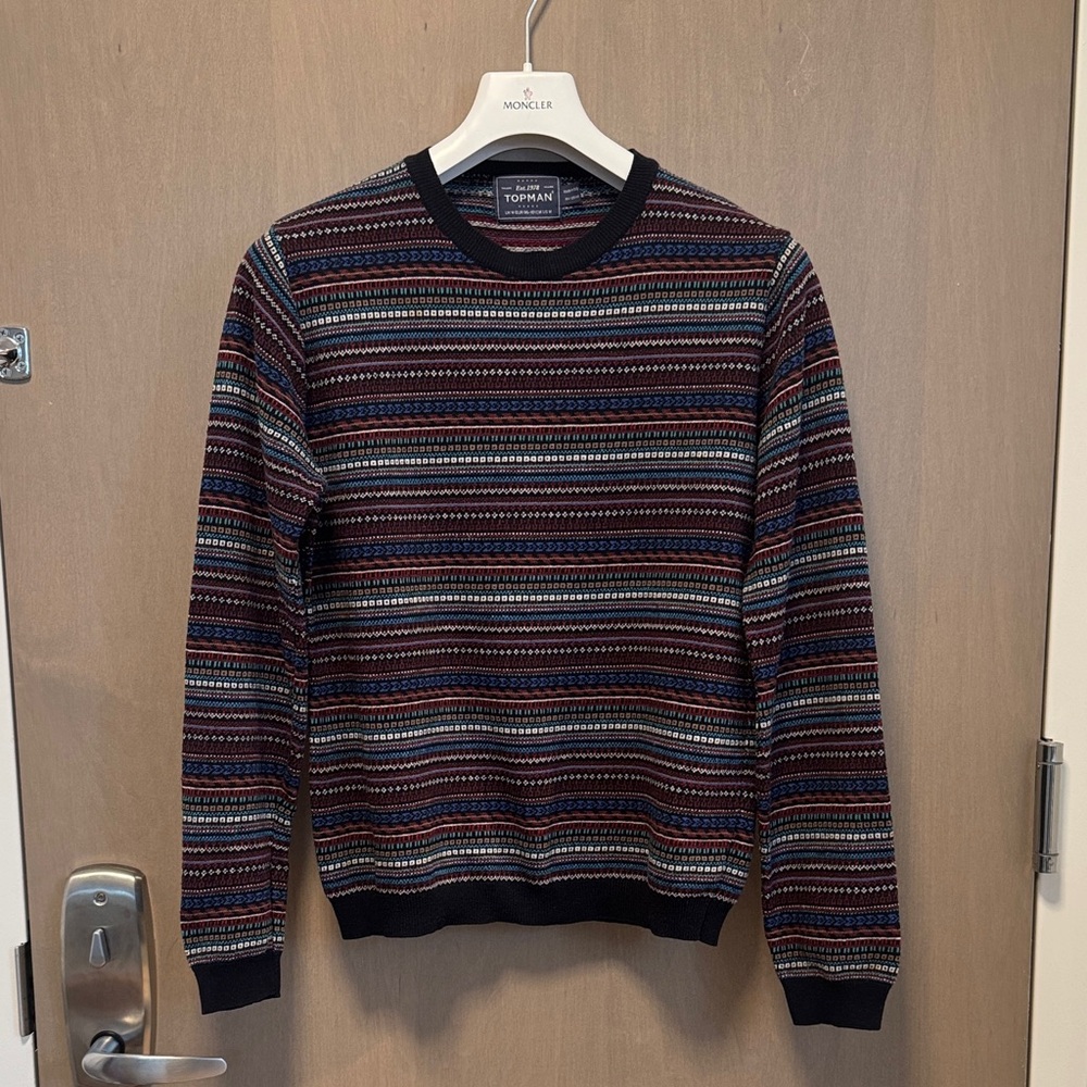 Topman Men's Sweater with Multicolor Stripes Made in Italy
